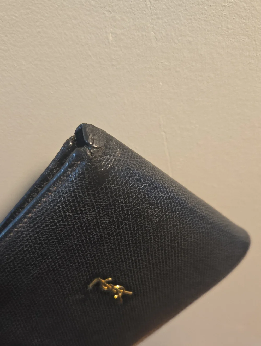 Saint Laurent Black Leather Card Holder with Gold YSL Emblem